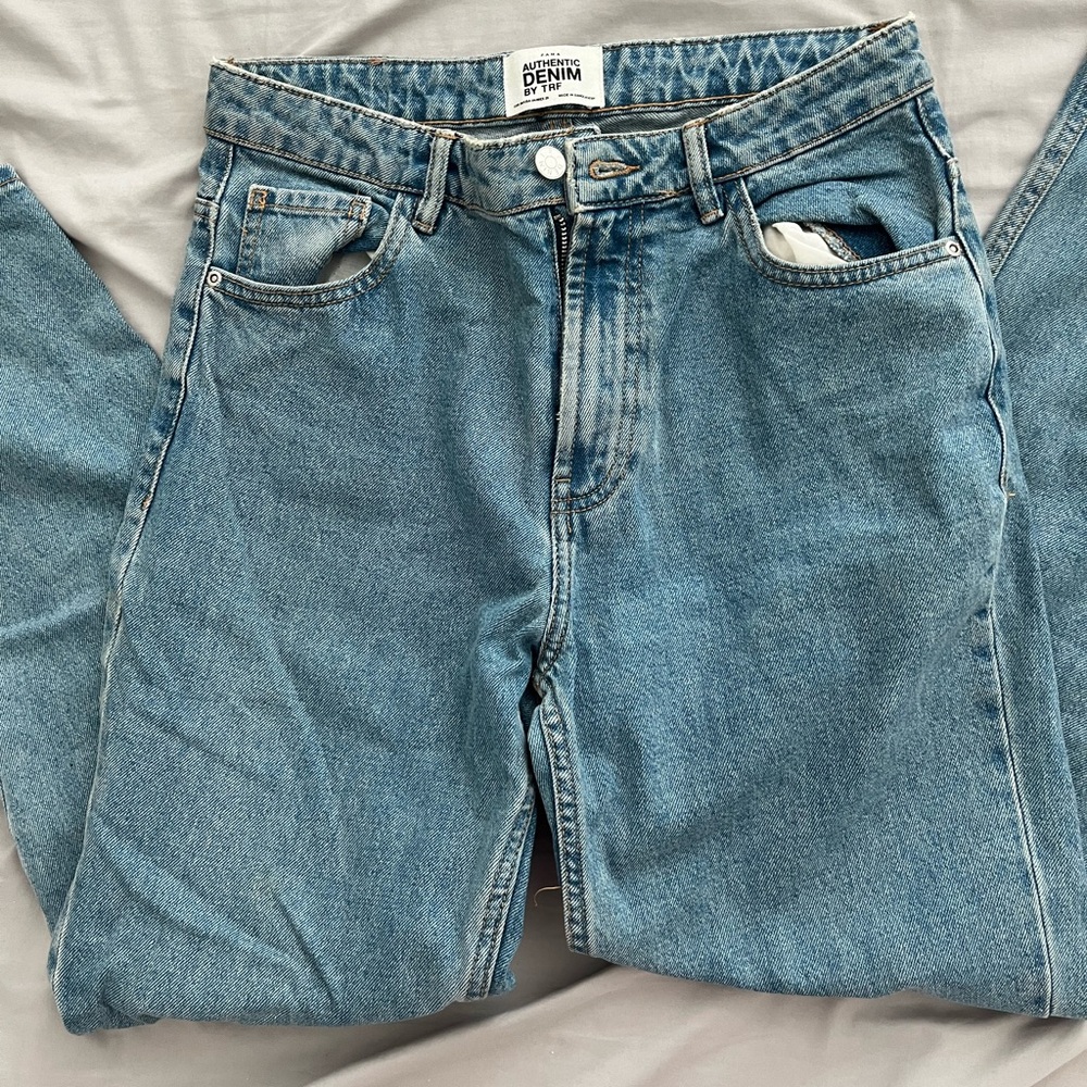 Zara High Waisted Straight Leg Jeans